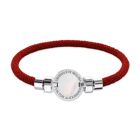 1889 Mother of Pearl 925 Silver Italian Nylon Bracelet