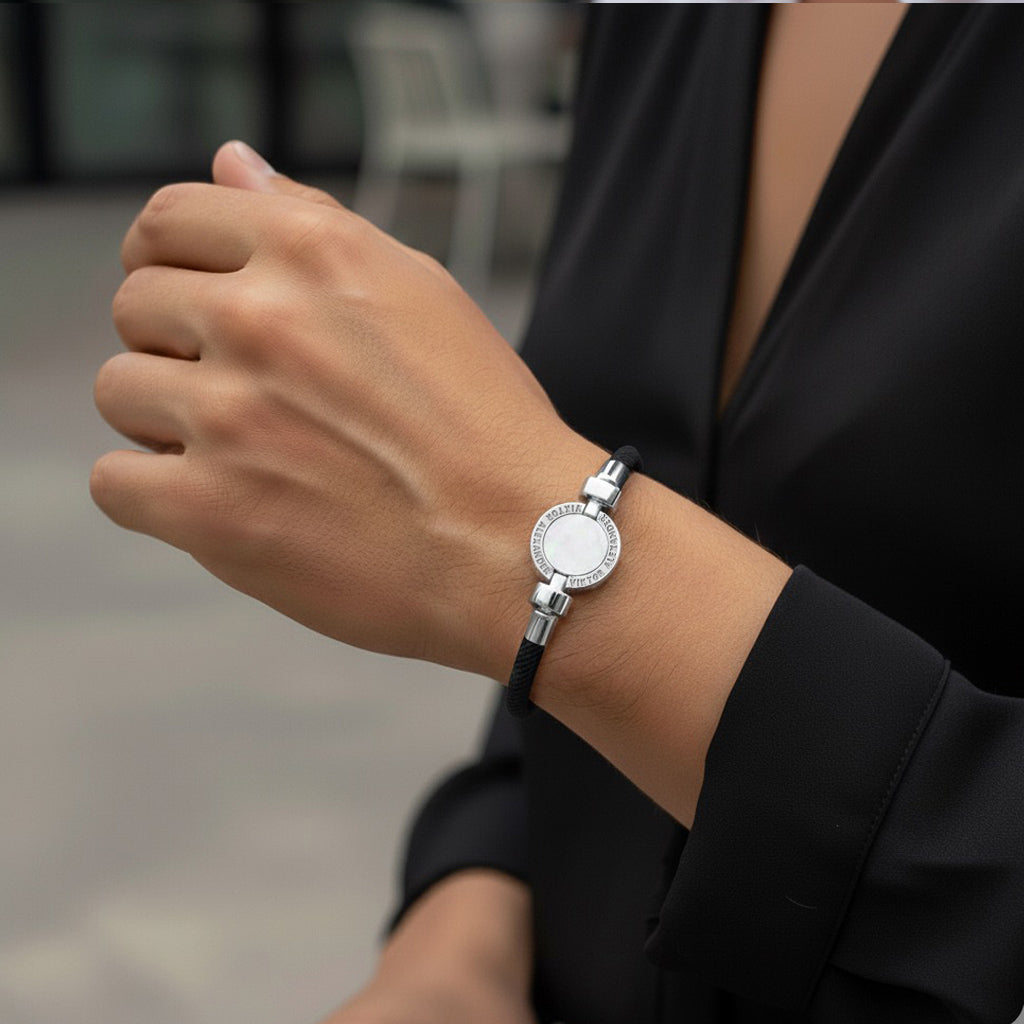 1889 Mother of Pearl 925 Silver Italian Nylon Bracelet