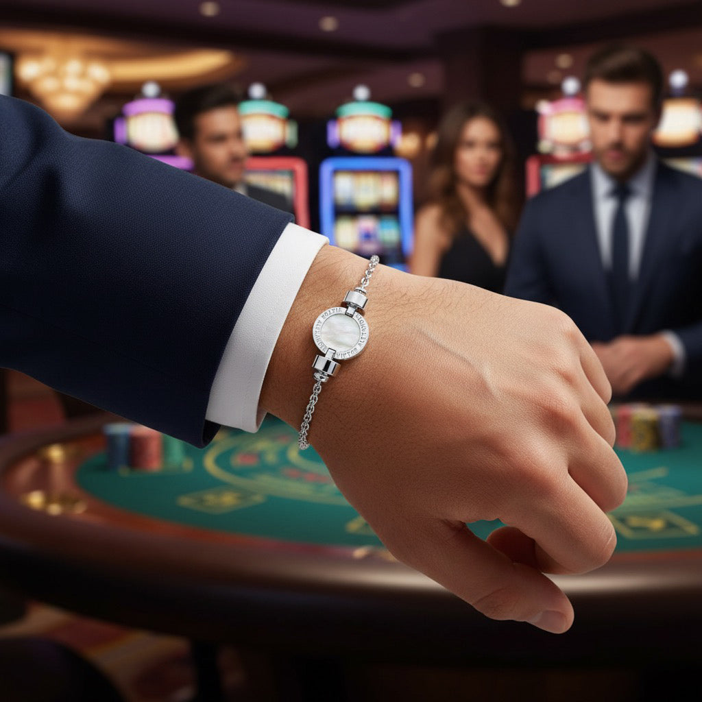 1889 Mother of Pearl 925 Silver Chain Link Bracelet