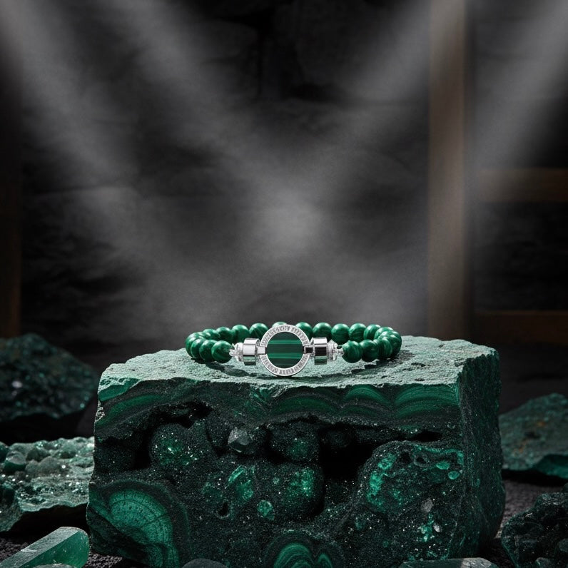 1889 Malachite 925 Silver Gemstone Bracelets