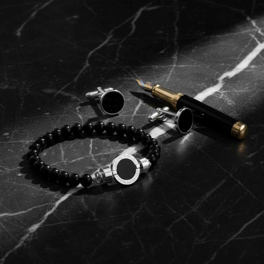 1889 Black Spinel 925 Silver Gemstone Bracelets