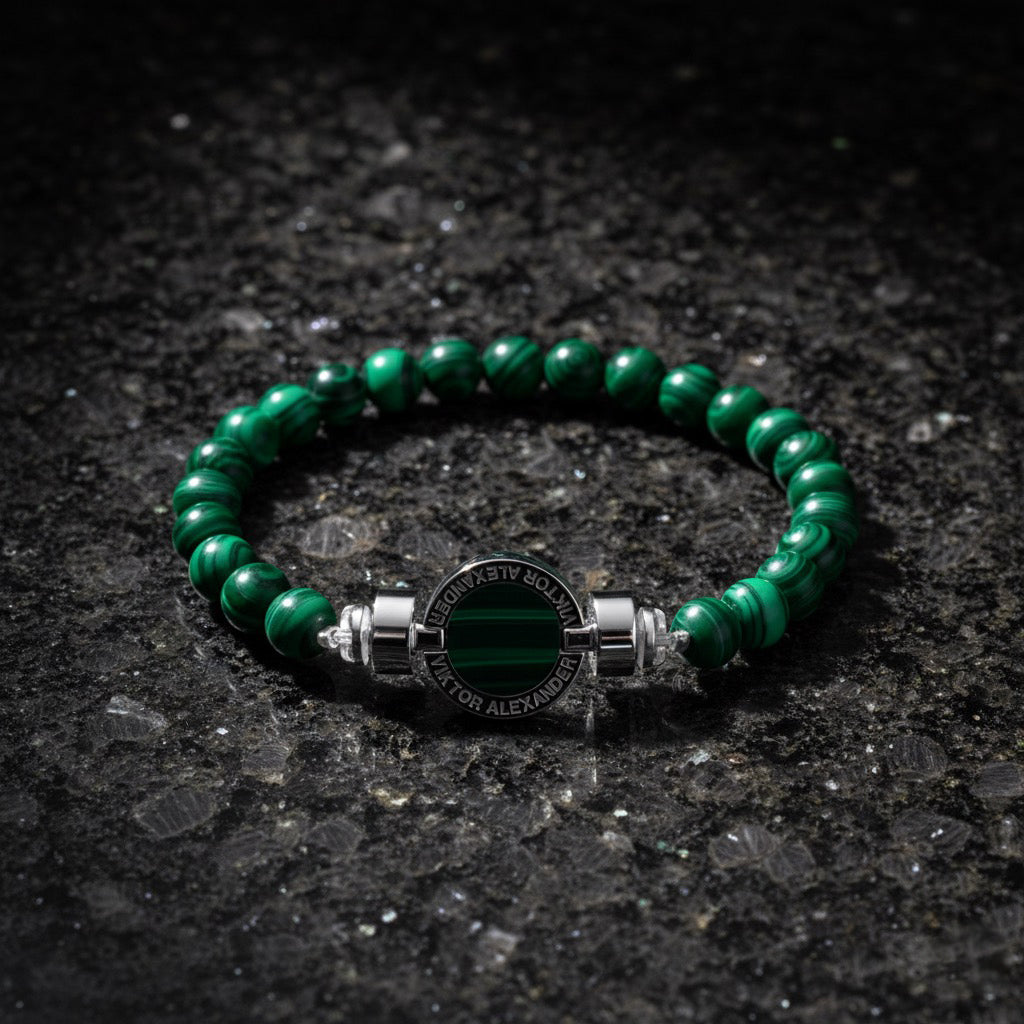 1889 Malachite 925 Silver Gemstone Bracelets