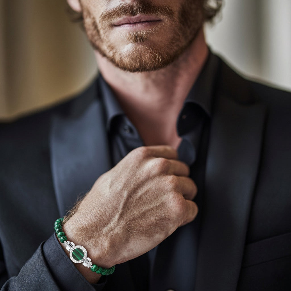 1889 Malachite 925 Silver Gemstone Bracelets