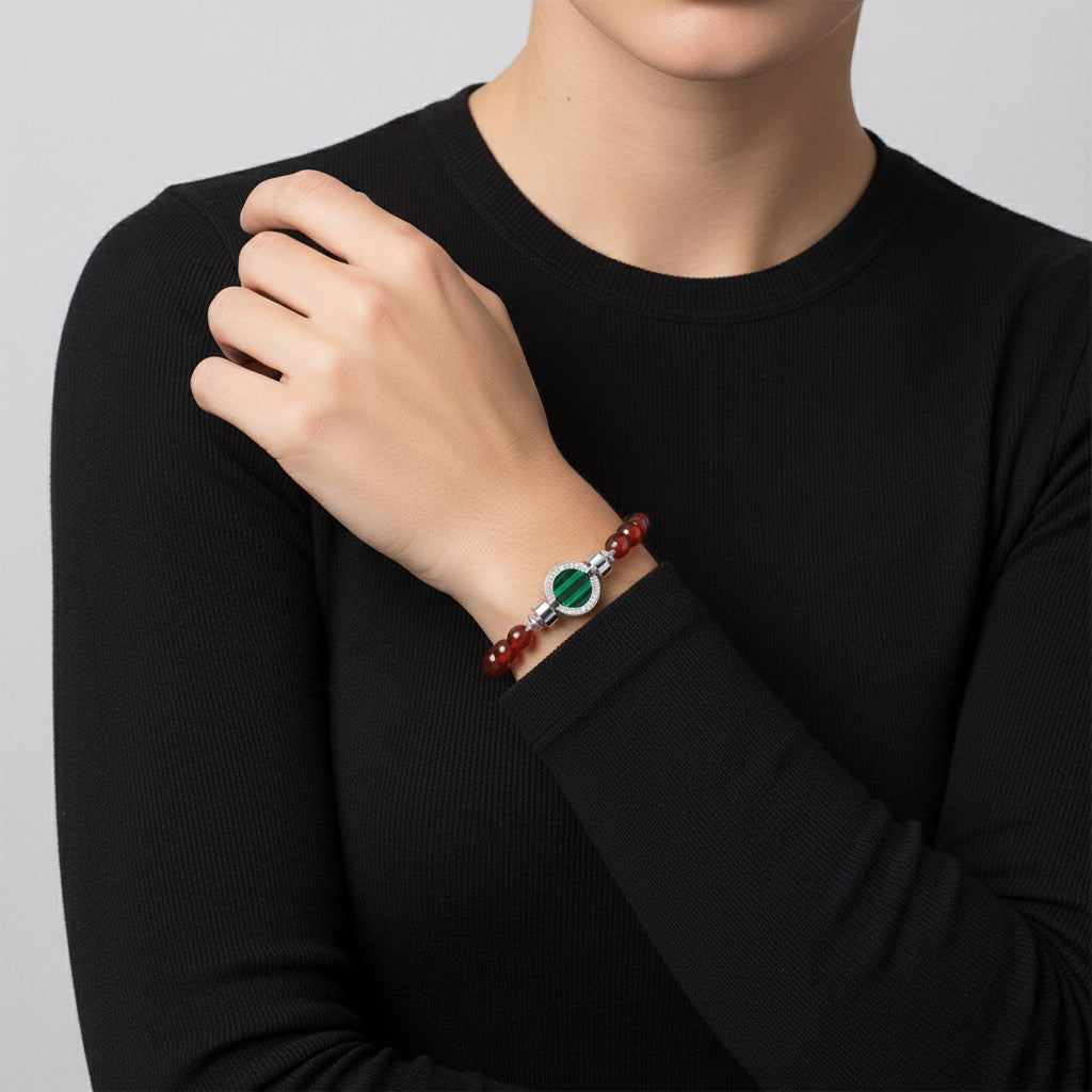 1889 Malachite 925 Silver Gemstone Bracelets
