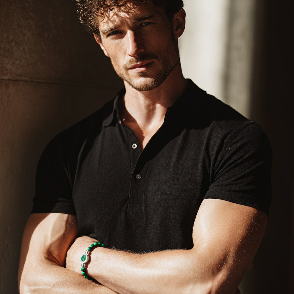 1889 Malachite 925 Silver Gemstone Bracelets