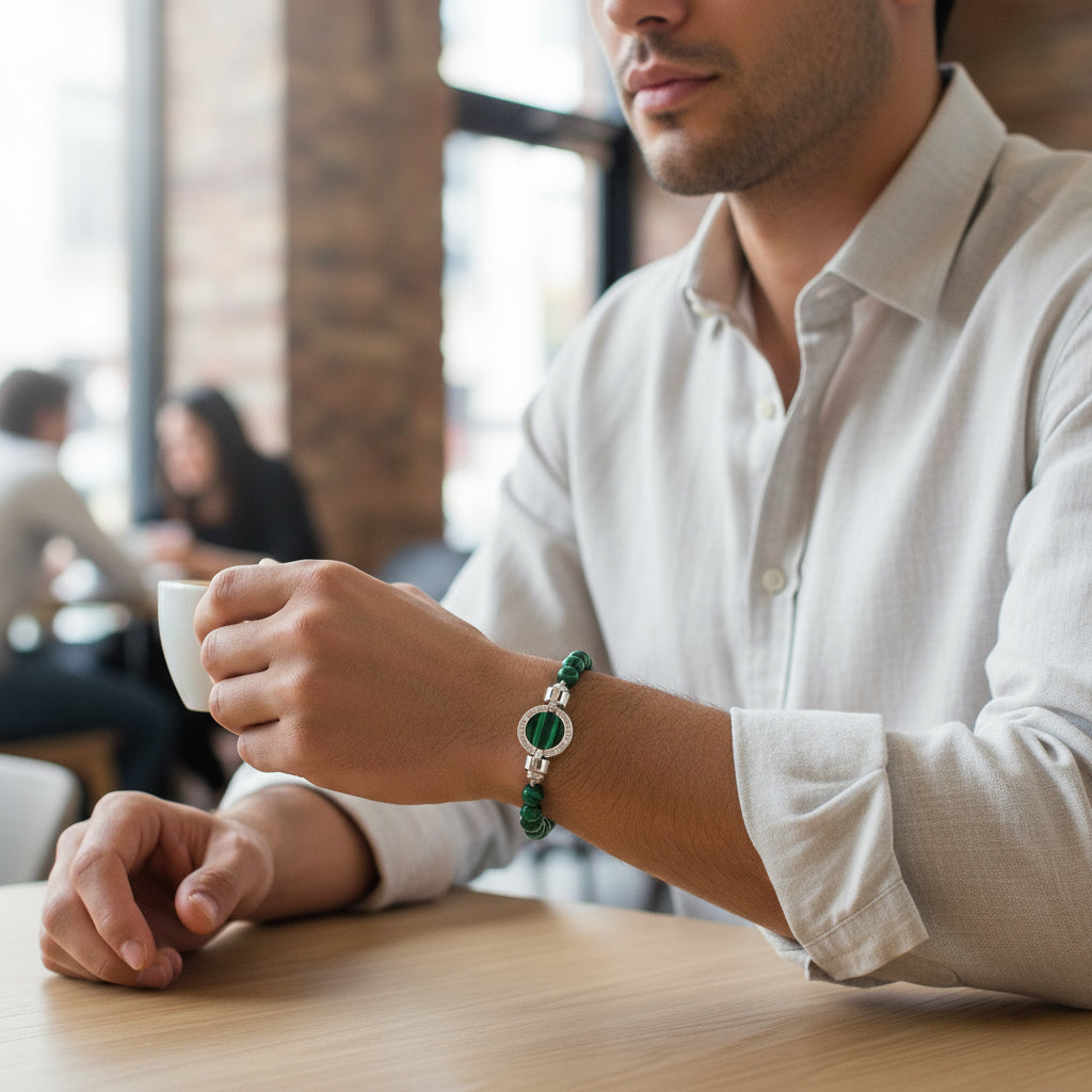 1889 Malachite 925 Silver Gemstone Bracelets
