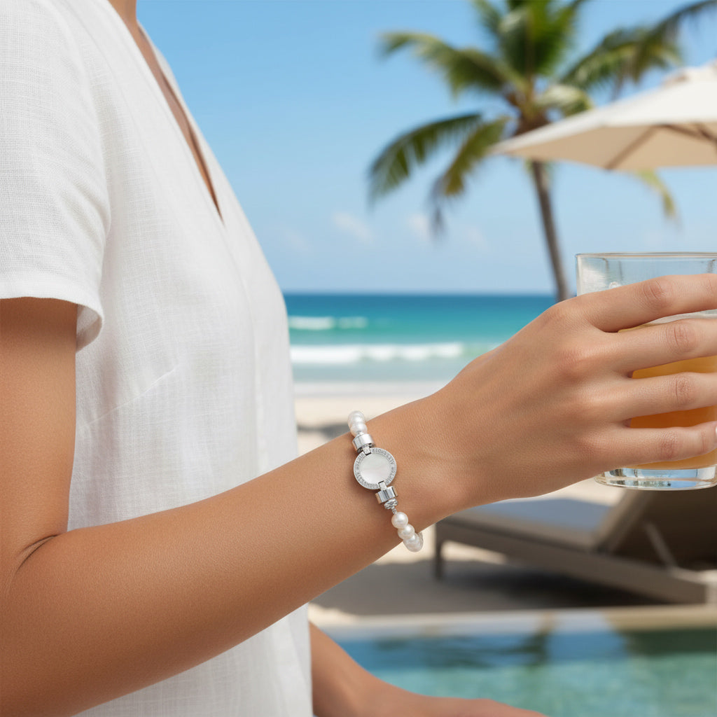 1889 Mother of Pearl 925 Silver Gemstone Bracelets