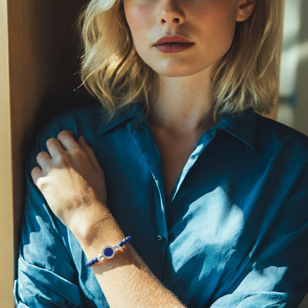 1889 Lapis Lazuli 925 Silver Gemstone Bracelets