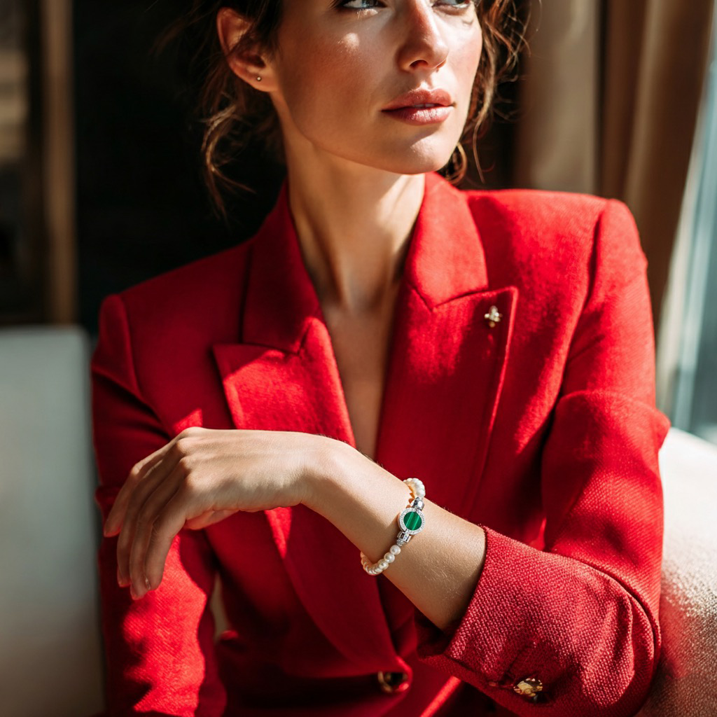 1889 Malachite 925 Silver Gemstone Bracelets