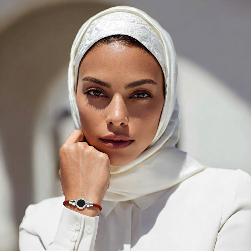 1889 Black Spinel 925 Silver Italian Nylon Bracelet