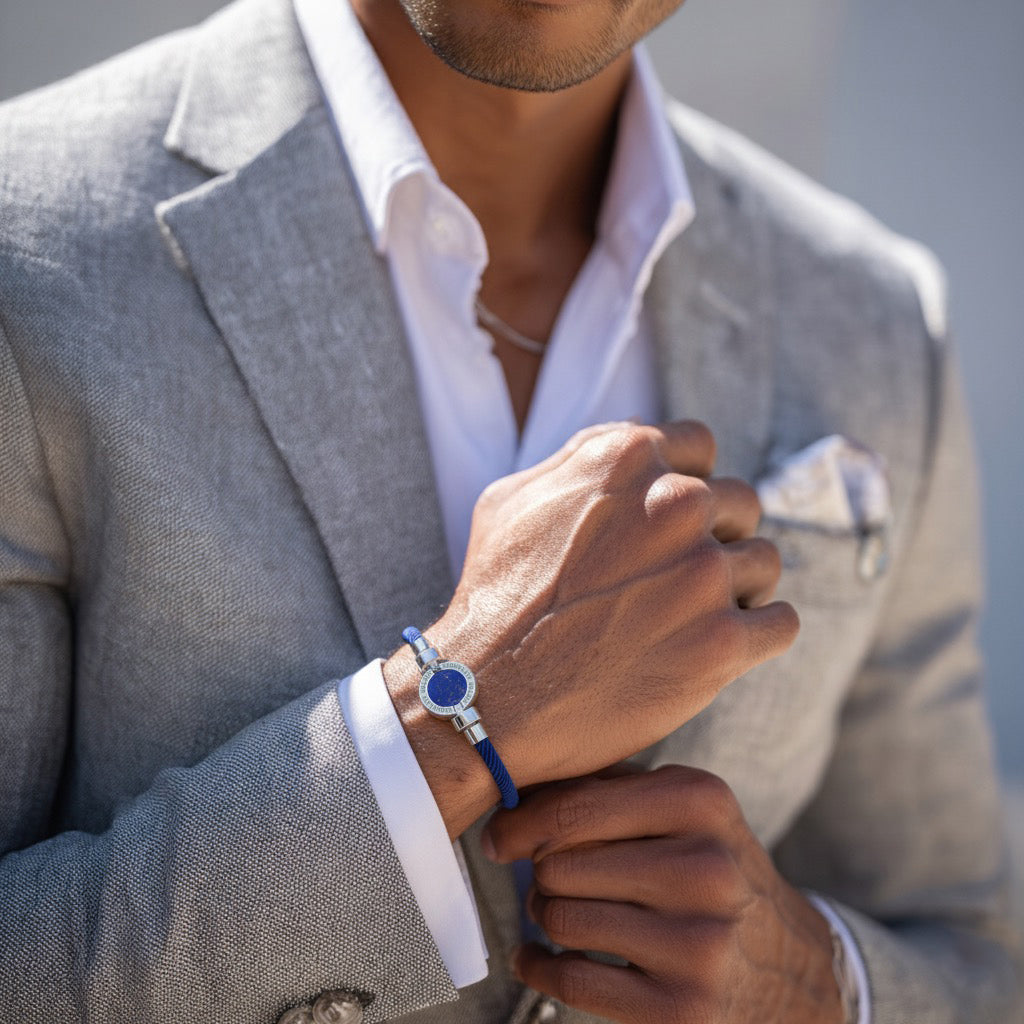 1889 Lapis Lazuli 925 Silver With Italian Nylon Bracelet
