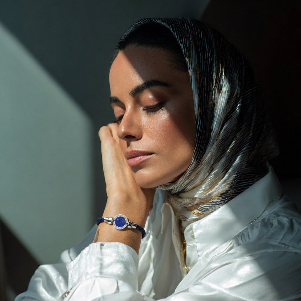 1889 Lapis Lazuli 925 Silver Weaved Calf Bracelet