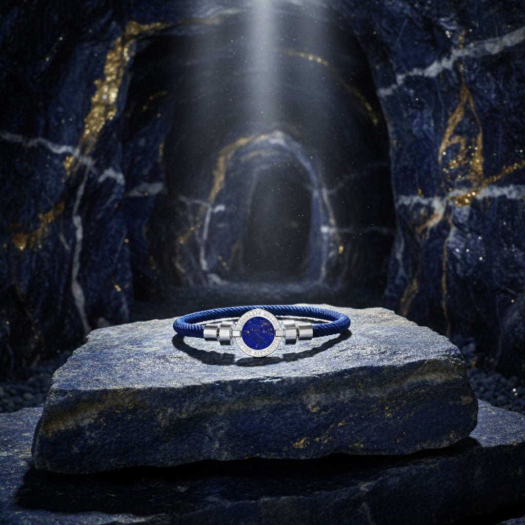 1889 Lapis Lazuli 925 Silver With Italian Nylon Bracelet