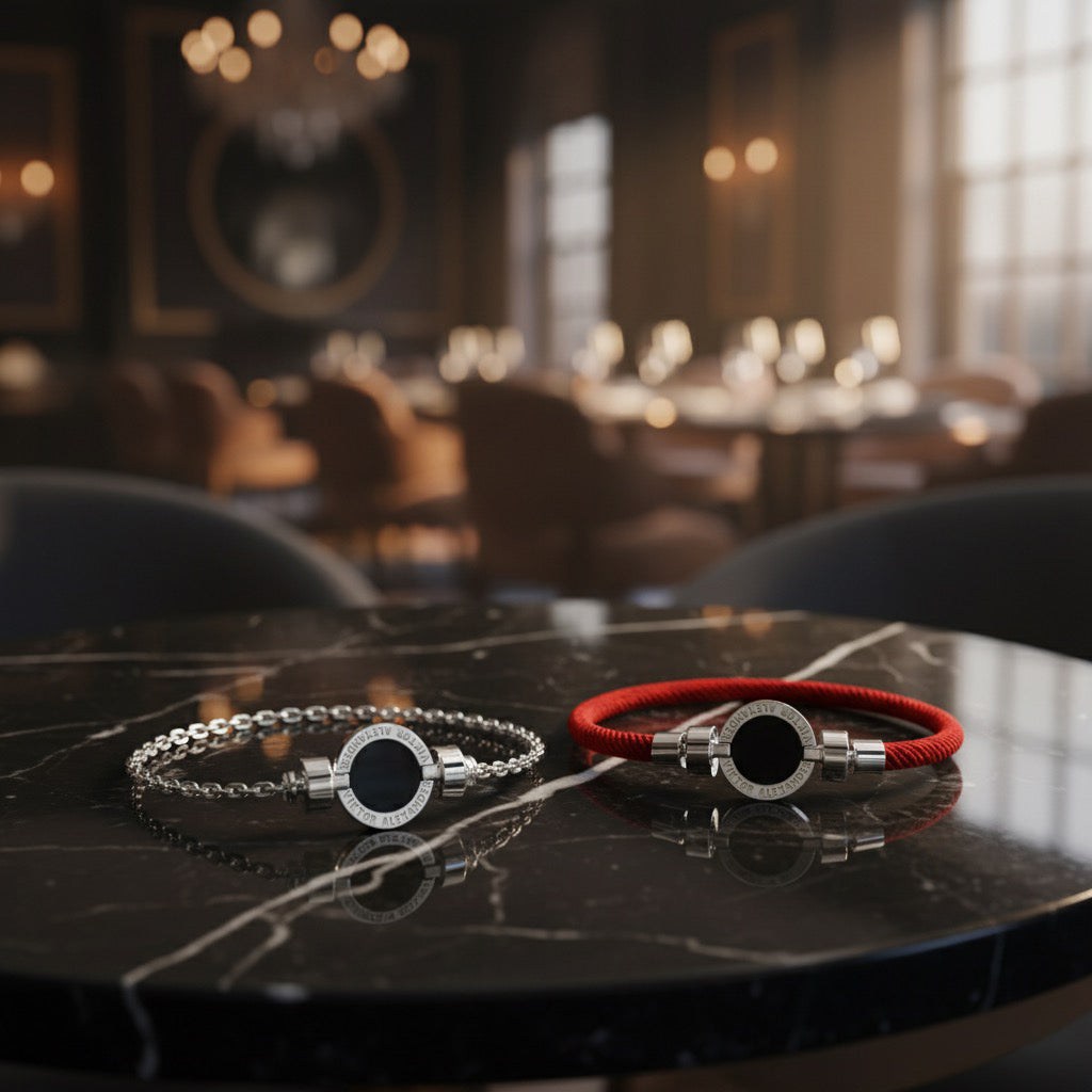 1889 Black Spinel 925 Silver Italian Nylon Bracelet