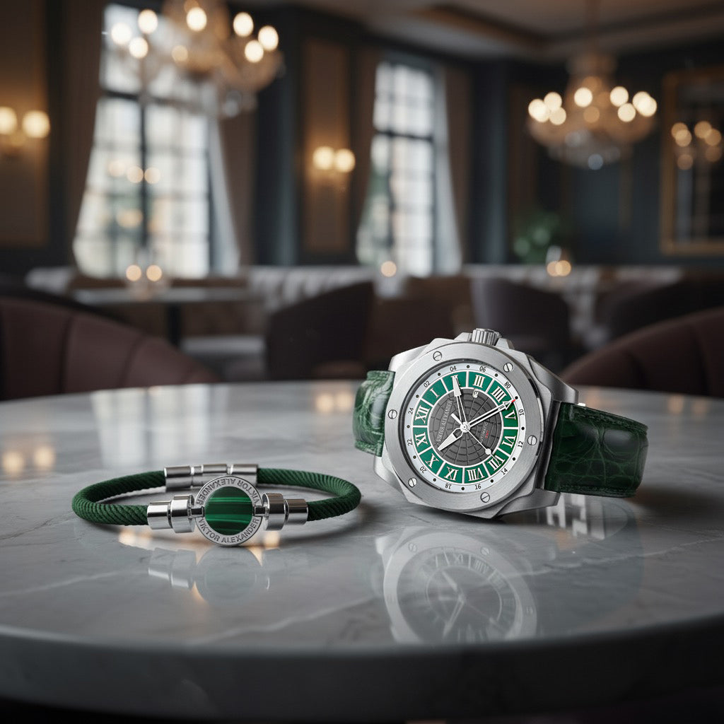 1889 Malachite 925 Silver Italian Nylon Bracelet