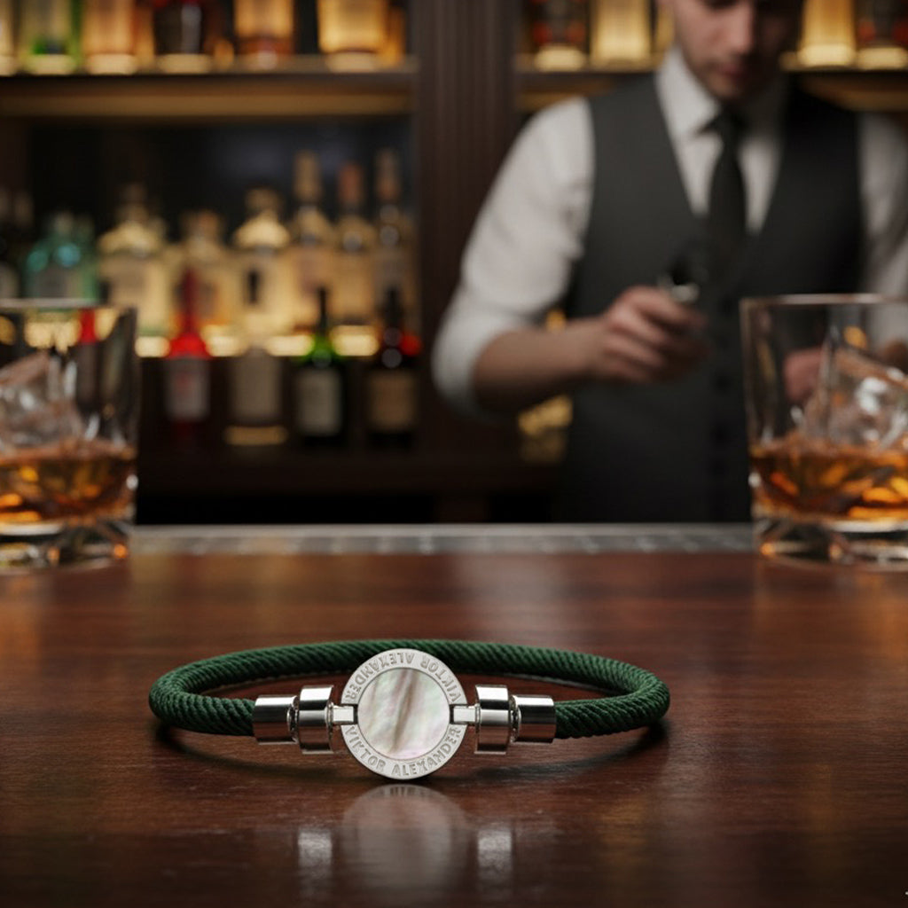 1889 Mother of Pearl 925 Silver Italian Nylon Bracelet