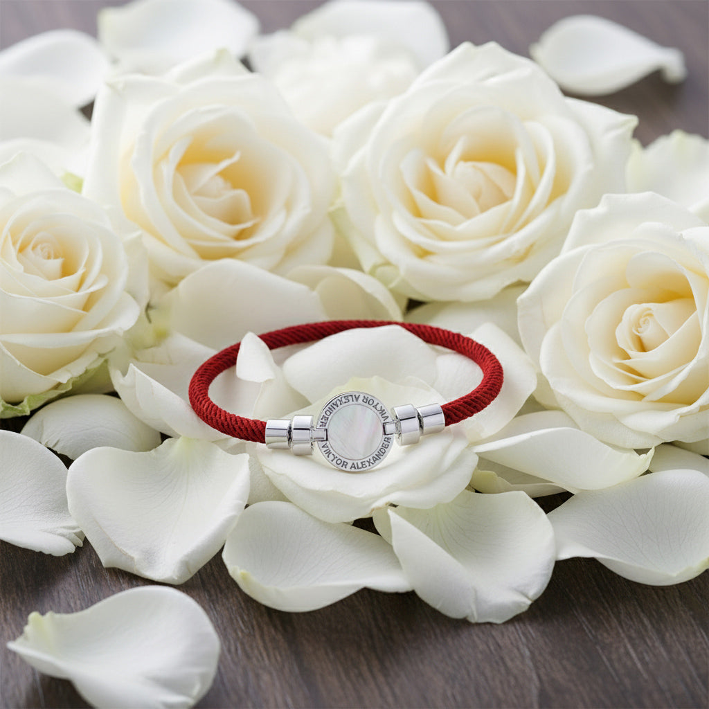 1889 Mother of Pearl 925 Silver Italian Nylon Bracelet