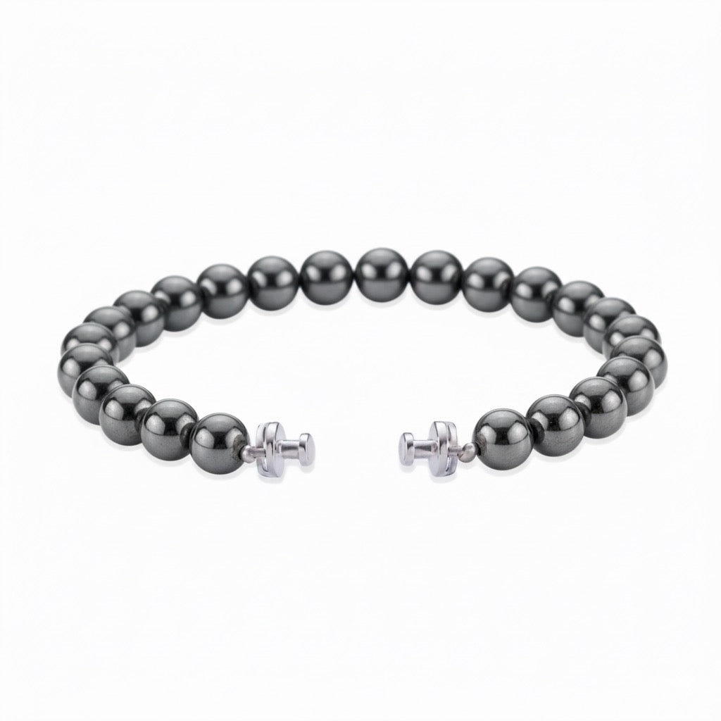 レガリア 6mm ブラックスピネルビーズブレスレット 925シルバーリンク