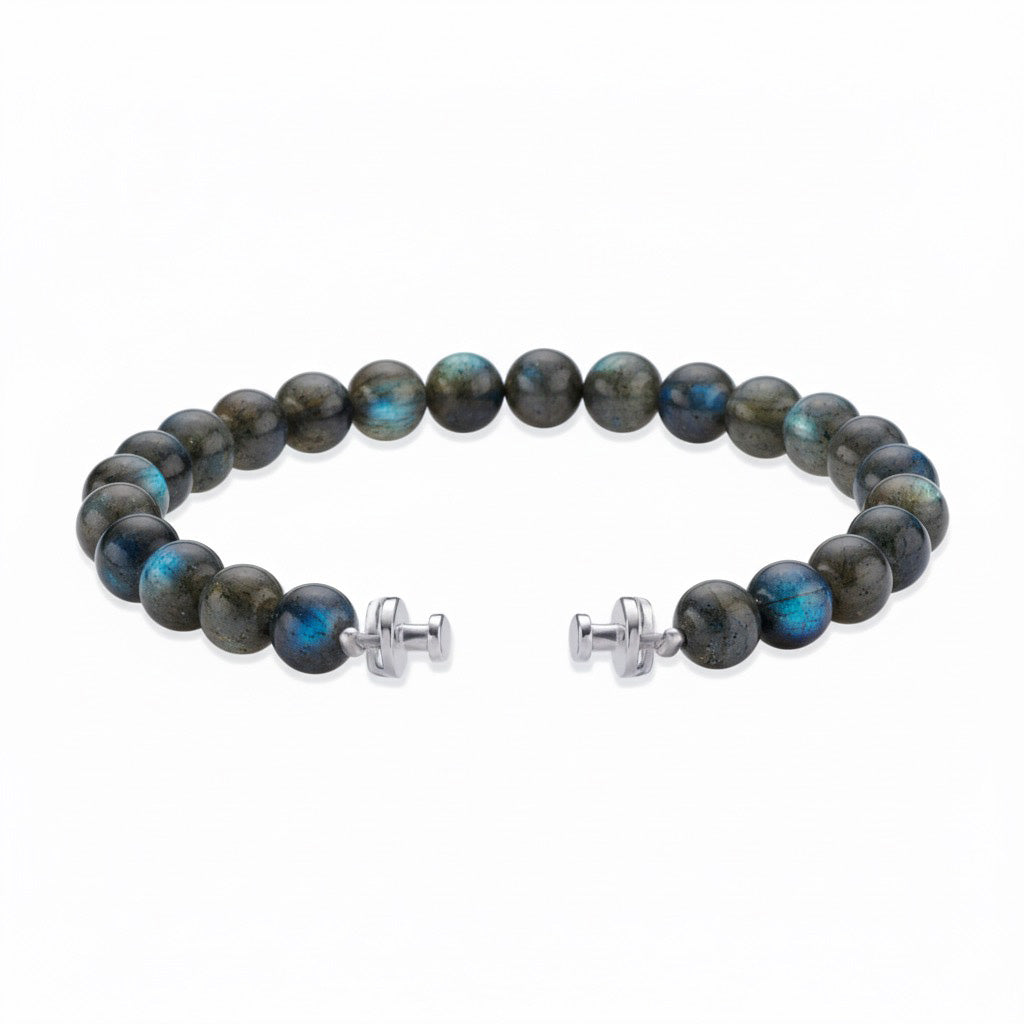 レガリア 6mm ブラックスピネルビーズブレスレット 925シルバーリンク