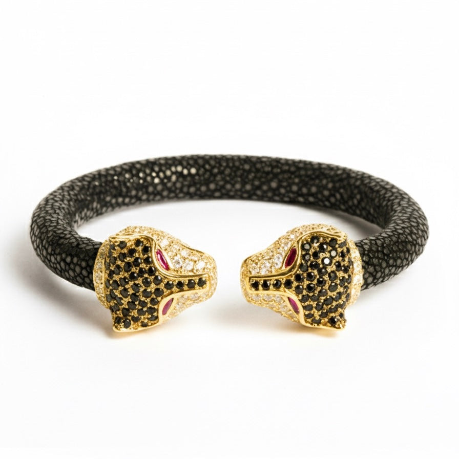 Jaguar 925 White Sapphire, Black Spinel & Ruby Stingray Bracelet