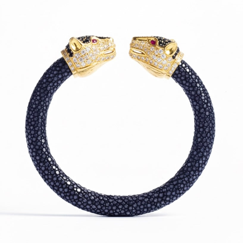 Jaguar 925 White Sapphire, Black Spinel & Ruby Stingray Bracelet