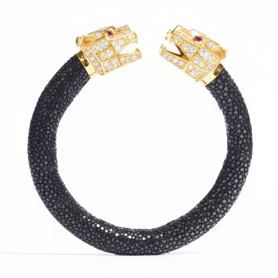 Tigris Geo 925 White Sapphire & Ruby Stingray Bracelet