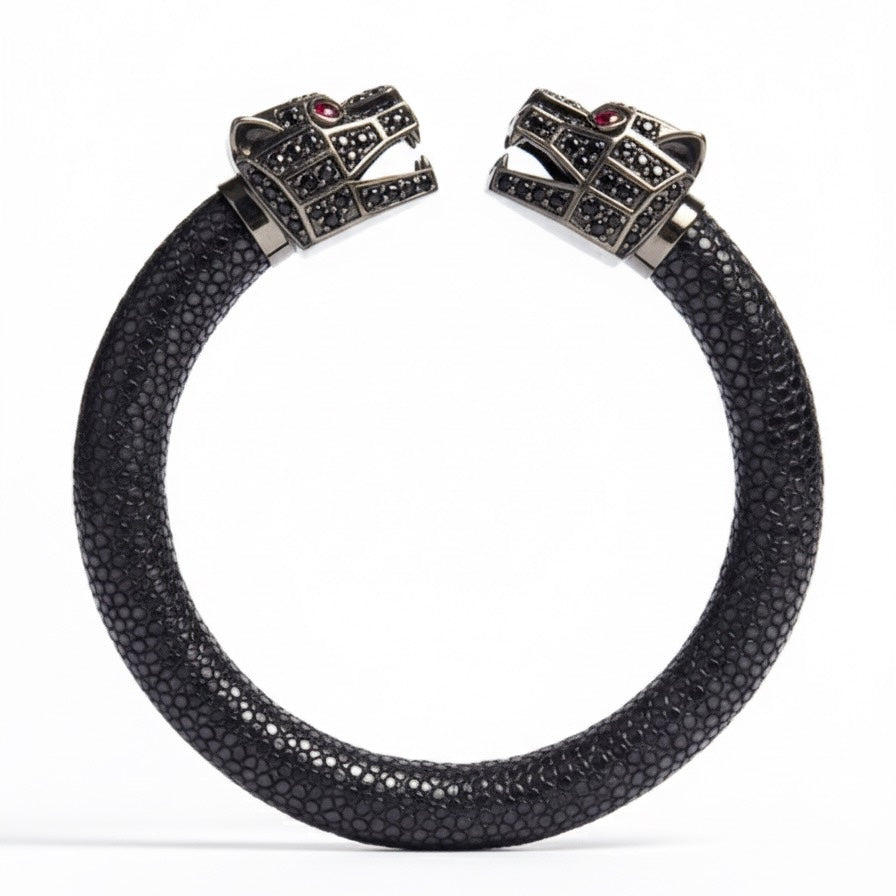 Tigris Geo 925 Black Spinel & Ruby Stingray Bracelet