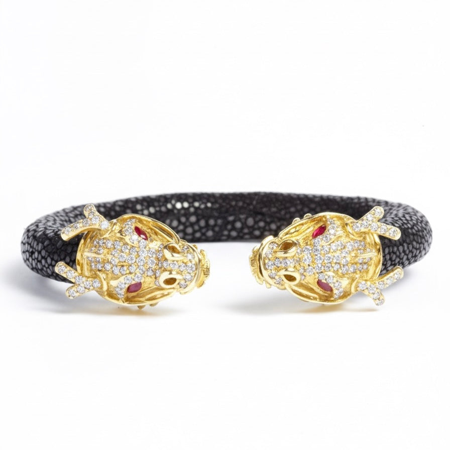 Draco 925 White Sapphire & Ruby Stingray Bracelet