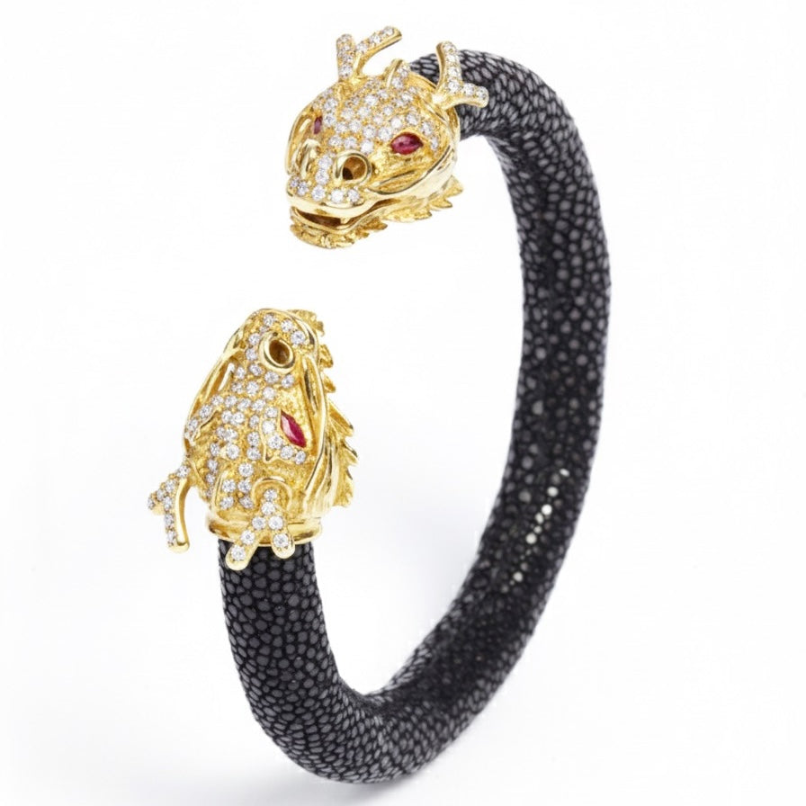Draco 925 White Sapphire & Ruby Stingray Bracelet