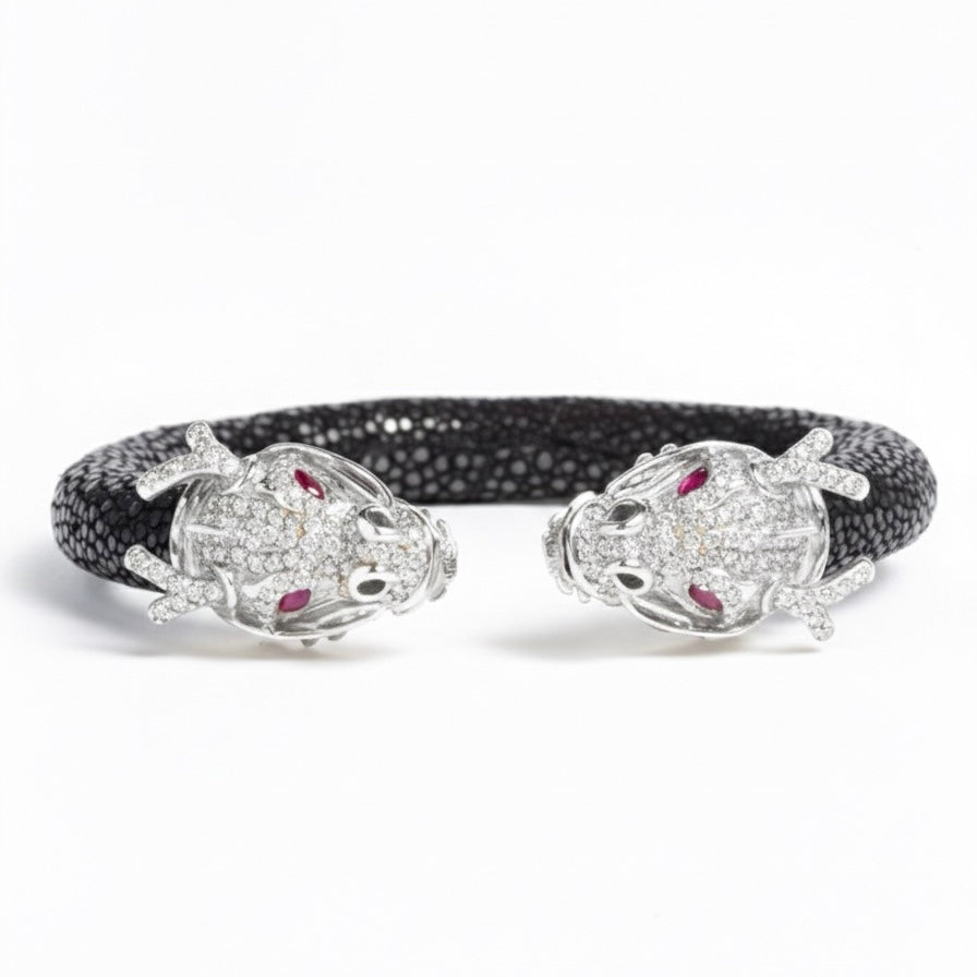 Draco 925 White Sapphire & Ruby Stingray Bracelet