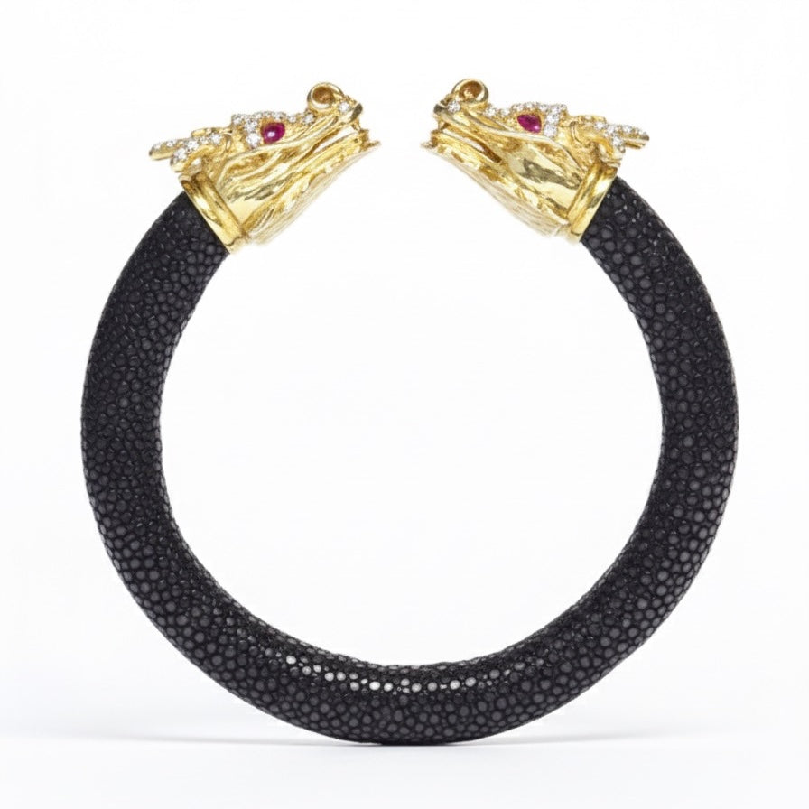 Draco 925 White Sapphire & Ruby Stingray Bracelet