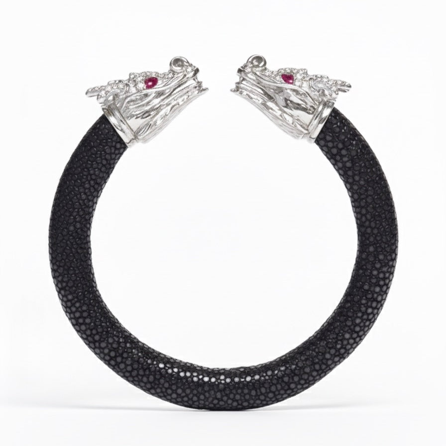 Draco 925 White Sapphire & Ruby Stingray Bracelet