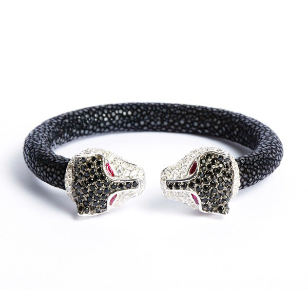 Jaguar 925 White Sapphire, Black Spinel & Ruby Stingray Bracelet