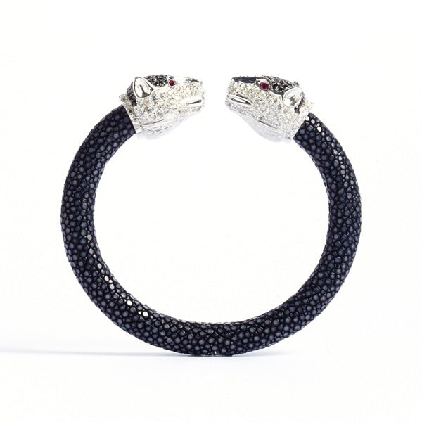 Jaguar 925 White Sapphire, Black Spinel & Ruby Stingray Bracelet