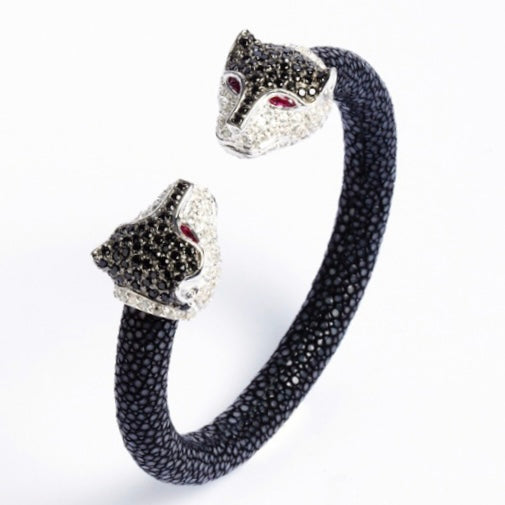 Jaguar 925 White Sapphire, Black Spinel & Ruby Stingray Bracelet