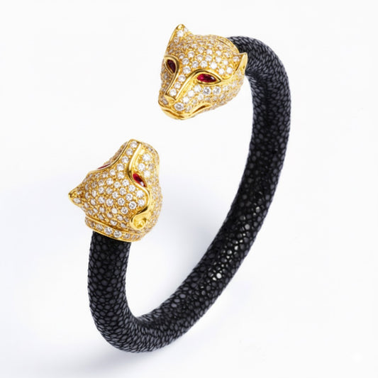 Jaguar 925 White Sapphire & Ruby Stingray Bracelet