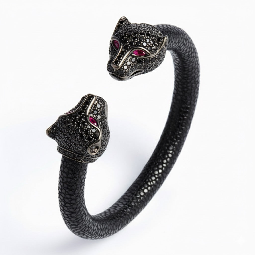 Jaguar 925 Black Spinel & Ruby Stingray Bracelet