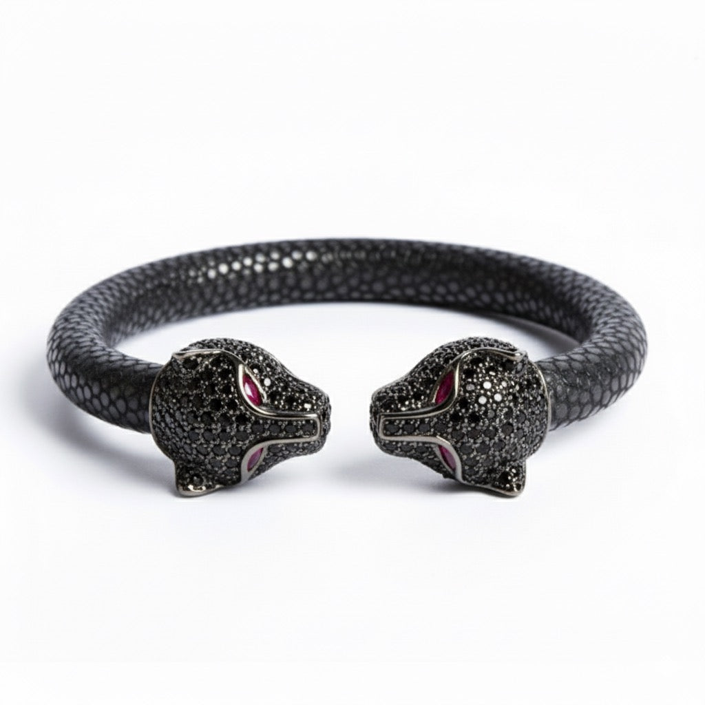 Jaguar 925 Black Spinel & Ruby Stingray Bracelet