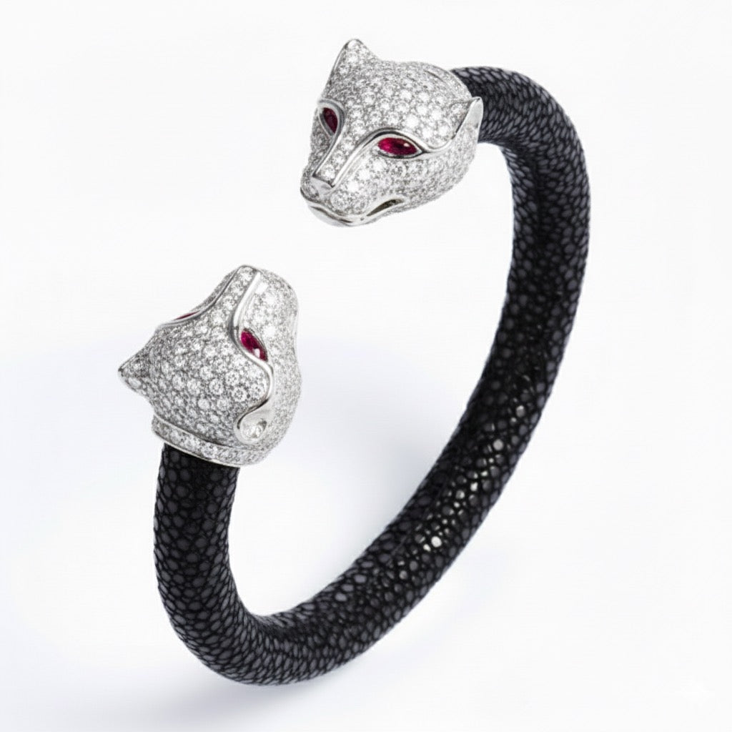 Jaguar 925 White Sapphire & Ruby Stingray Bracelet