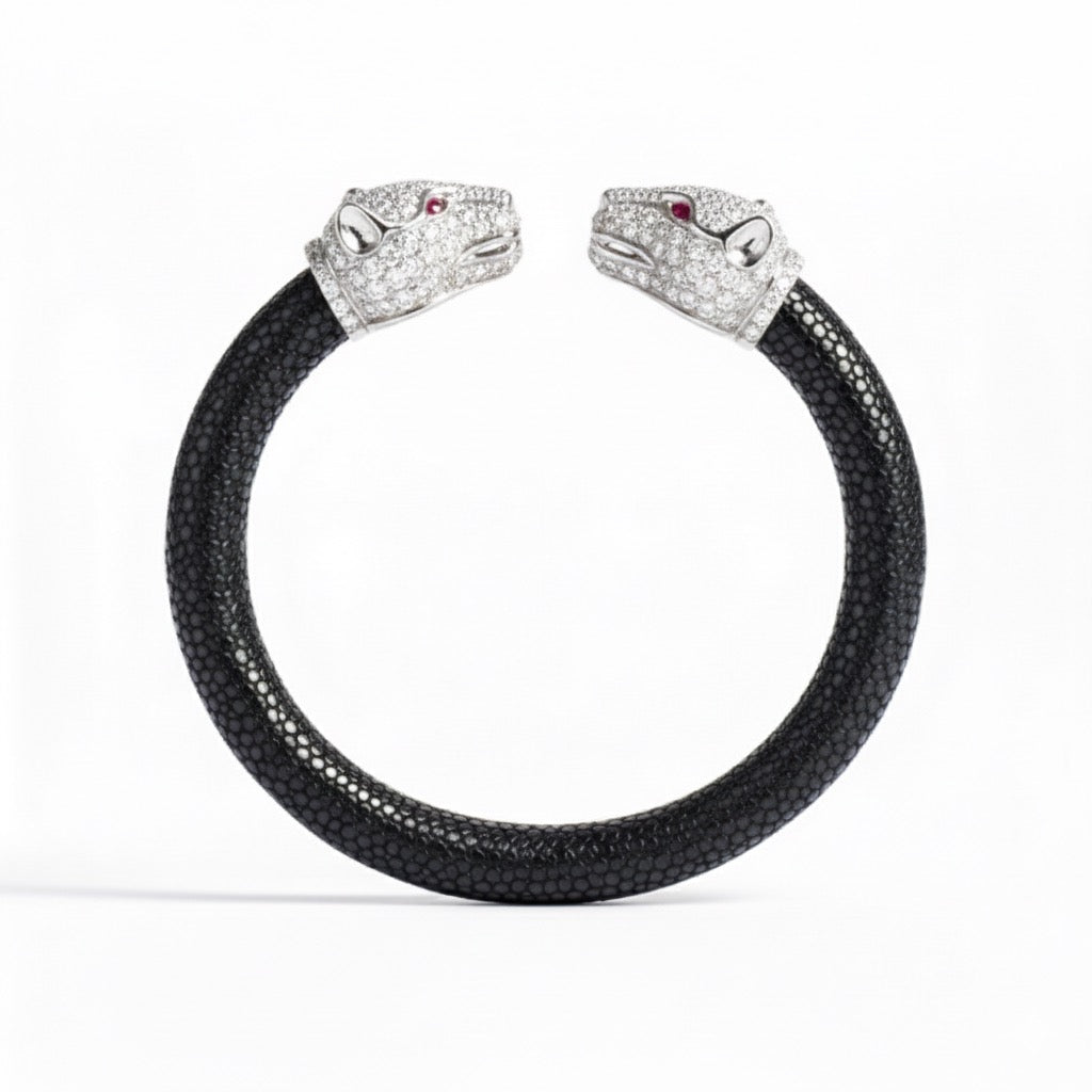 Jaguar 925 White Sapphire & Ruby Stingray Bracelet