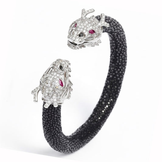 Draco 925 White Sapphire & Ruby Stingray Bracelet