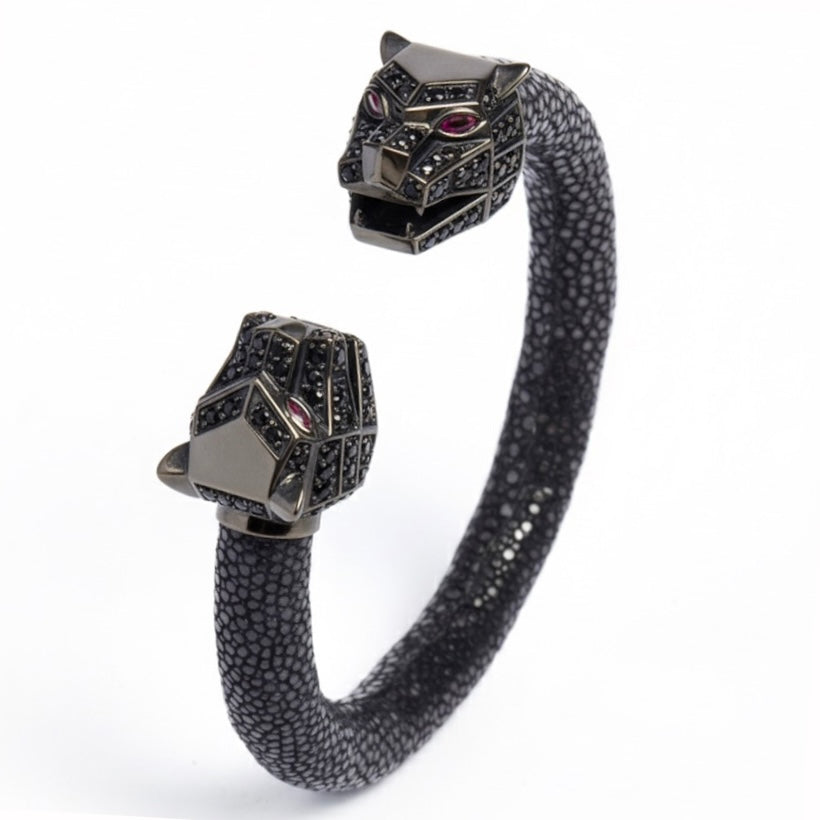 Tigris Geo 925 Black Spinel & Ruby Stingray Bracelet