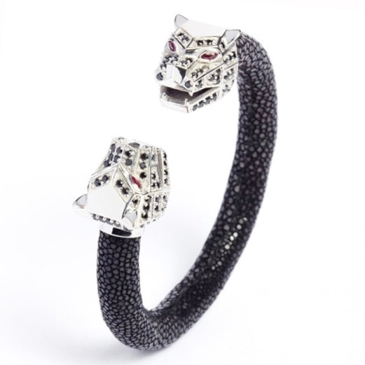 Tigris Geo 925 Black Spinel & Ruby Stingray Bracelet