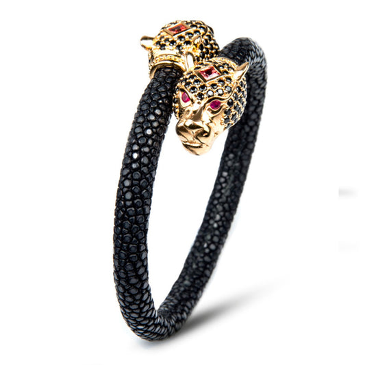 Jaguar X Pave 925 White Sapphire & Ruby Stingray Bracelet