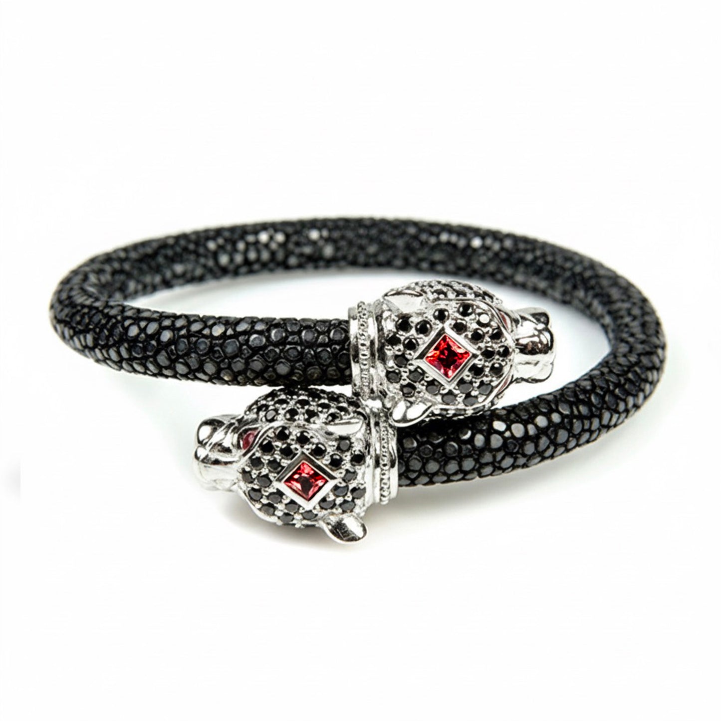 Jaguar X Pave 925 White Sapphire & Ruby Stingray Bracelet