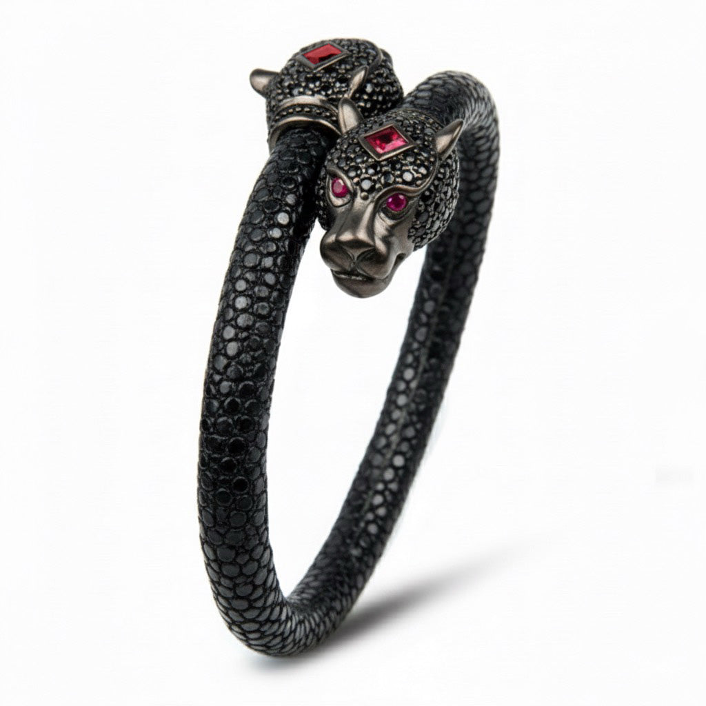 Jaguar X Pave 925 White Sapphire & Ruby Stingray Bracelet