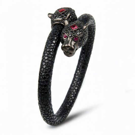 Jaguar X Pave 925 White Sapphire & Ruby Stingray Bracelet