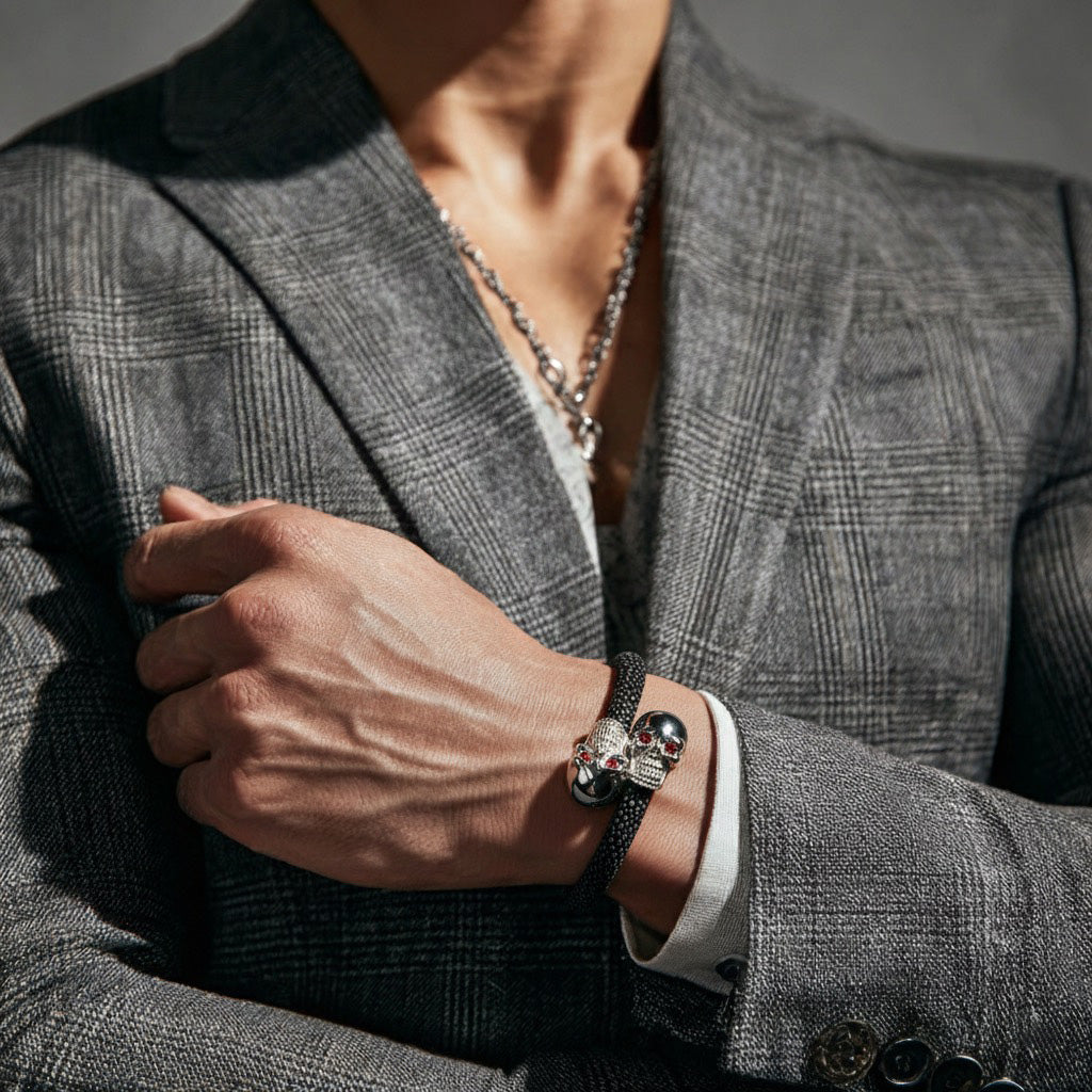 Skull 925 Ruby Stingray Bracelet