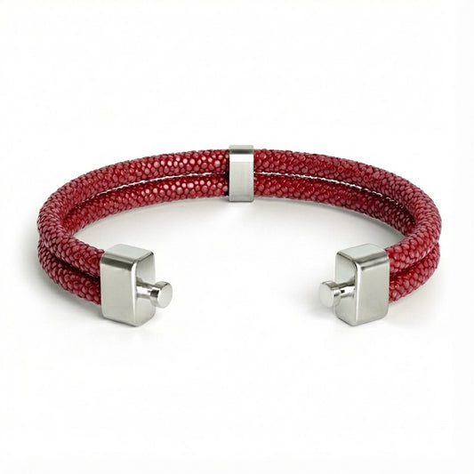 8mm Dual Garnet Red Galuchat Stingray Bracelet
