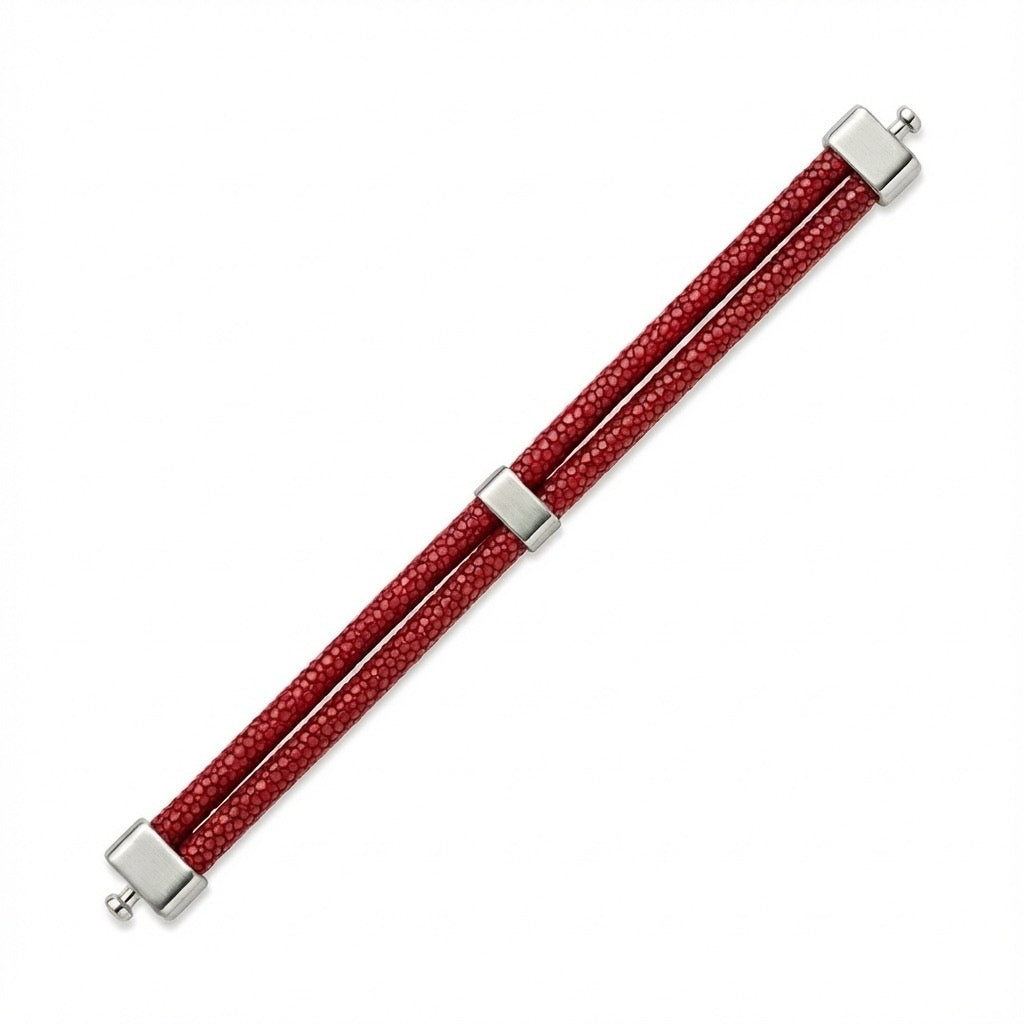 8mm Dual Garnet Red Galuchat Stingray Bracelet